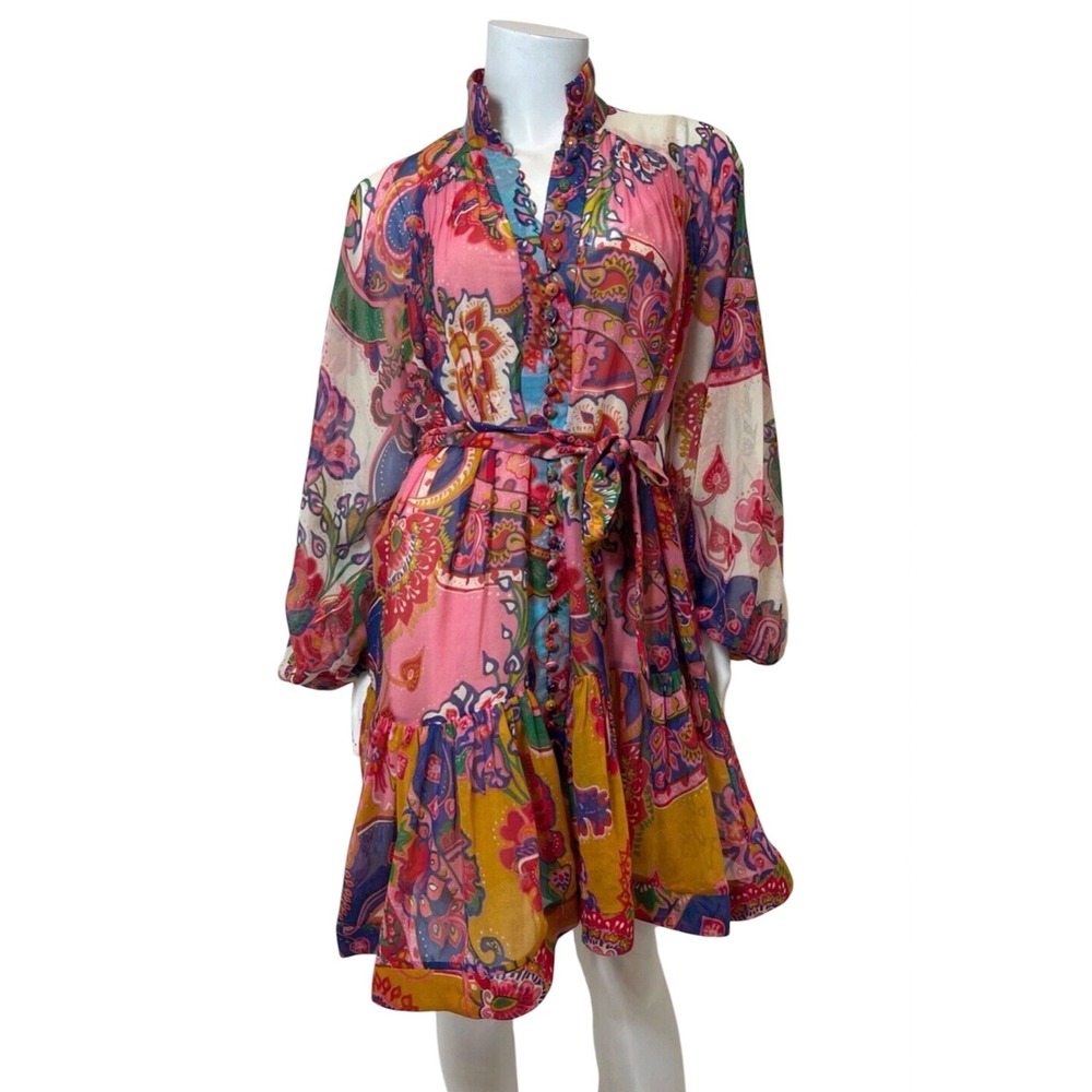 Zimmermann Lovestruck Mini Dress 3 Paisley Floral Silk Cotton Luxury Resortwear